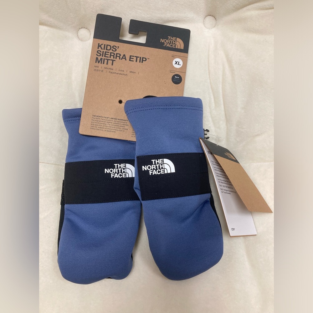 NWT THE NORTH FACE KIDS SIERRA ETIP MITTEN CAVE BLUE XL
